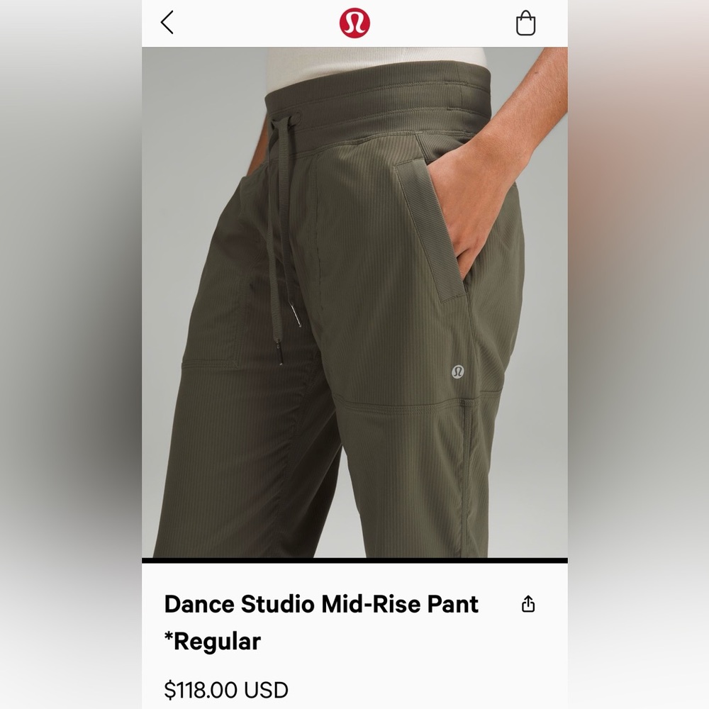 lululemon athletica Olive Green Dance Studio Mid-Rise Track Pants